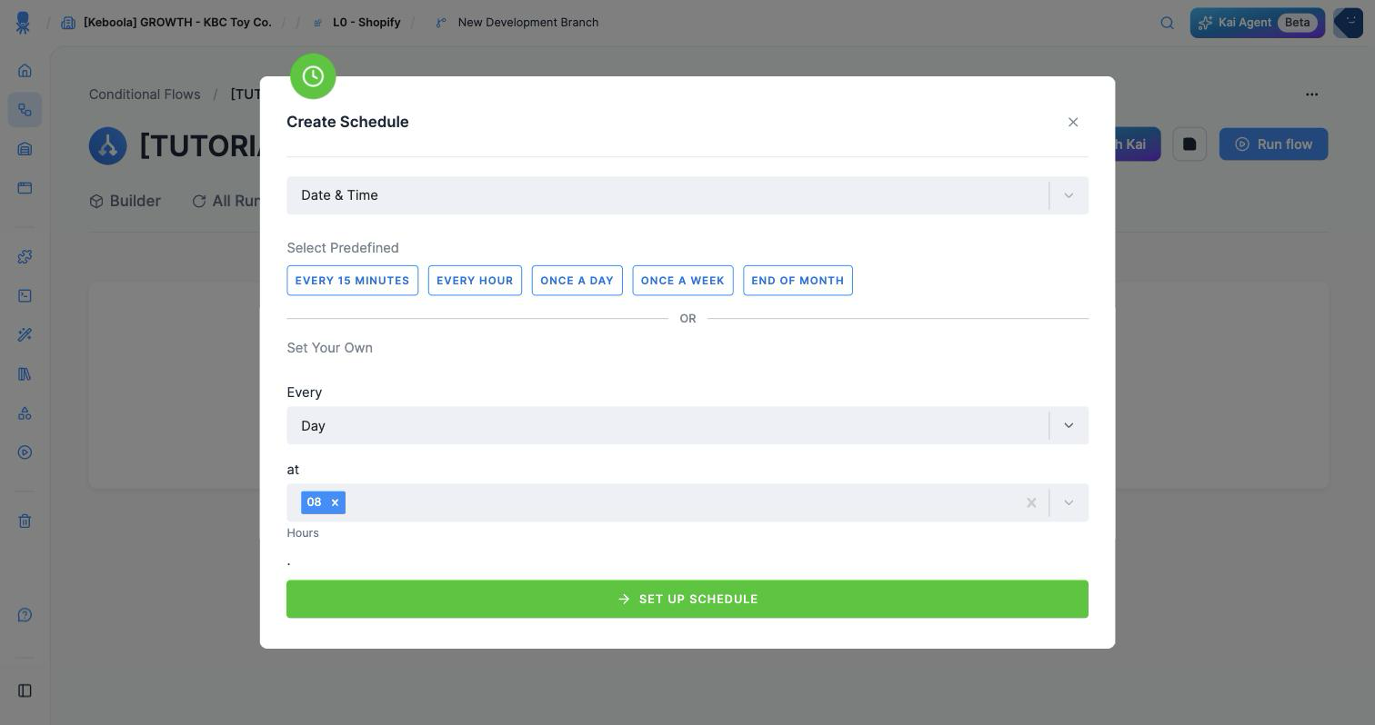 Screenshot - Create a schedule