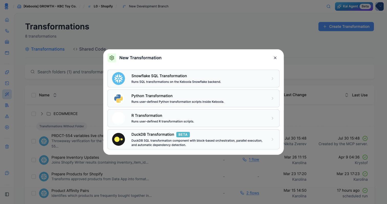 Screenshot - The New Transformation dialog